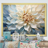 White And Blue Dahlia Flower Minimalism - Floral Canvas Wall Art