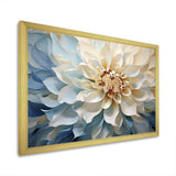 White And Blue Dahlia Flower Minimalism - Floral Canvas Wall Art