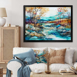 Turquoise And Brown Liquid Charm Landscape - Landscapes Canvas Wall Art