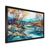 Turquoise And Brown Liquid Charm Landscape - Landscapes Canvas Wall Art