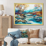 Turquoise And Brown Liquid Charm Landscape - Landscapes Canvas Wall Art