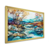 Turquoise And Brown Liquid Charm Landscape - Landscapes Canvas Wall Art