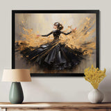 Gold And Black Dance Splash II - Fashion Canvas Wall Art