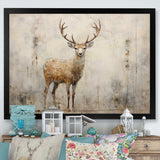 Minimalism Beige Deer Portrait - Animals Canvas Wall Art