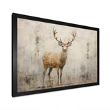 Minimalism Beige Deer Portrait - Animals Canvas Wall Art