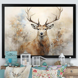 Minimalism Beige Deer Portrait III - Animals Canvas Wall Art