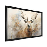 Minimalism Beige Deer Portrait III - Animals Canvas Wall Art