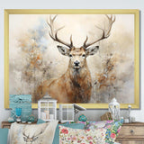 Minimalism Beige Deer Portrait III - Animals Canvas Wall Art