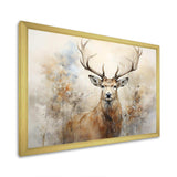 Minimalism Beige Deer Portrait III - Animals Canvas Wall Art