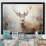 Minimalism Beige Deer Portrait IV - Animals Canvas Wall Art