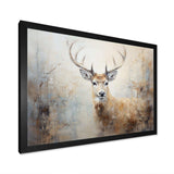 Minimalism Beige Deer Portrait IV - Animals Canvas Wall Art