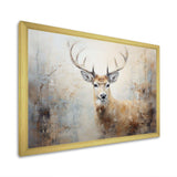 Minimalism Beige Deer Portrait IV - Animals Canvas Wall Art