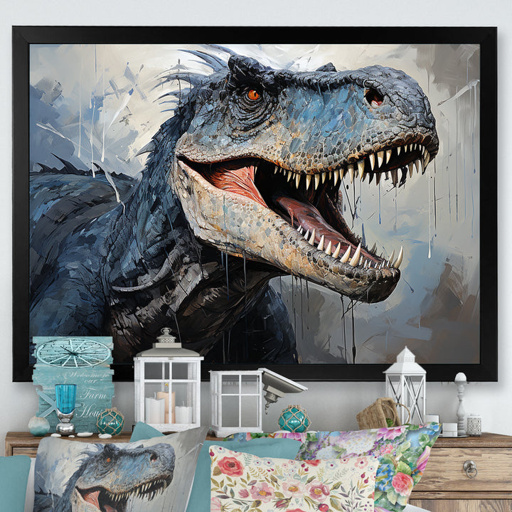 Dinosaur Blue T Rex Supreme - Dinosaur Home Decor Art