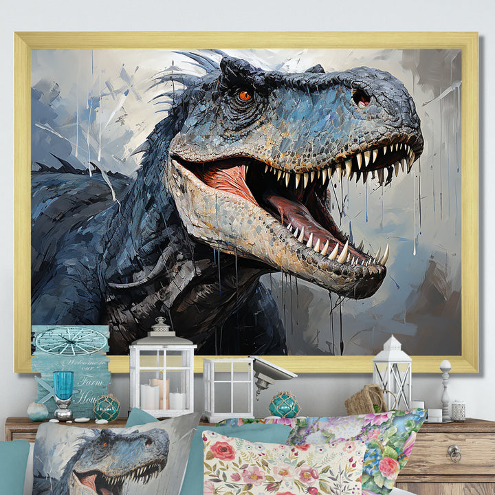 Dinosaur Blue T Rex Supreme - Dinosaur Home Decor Art