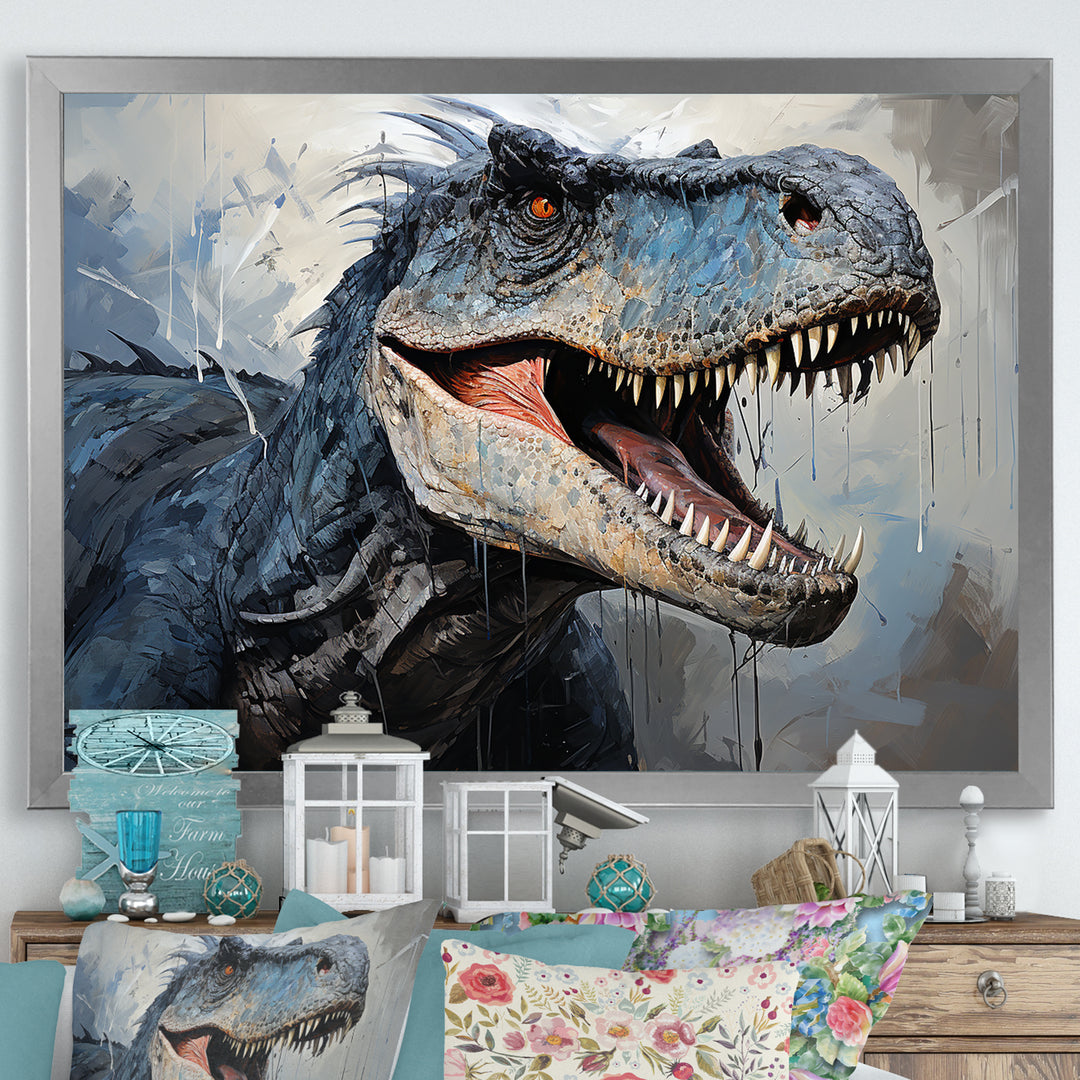 Dinosaur Blue T Rex Supreme - Dinosaur Home Decor Art