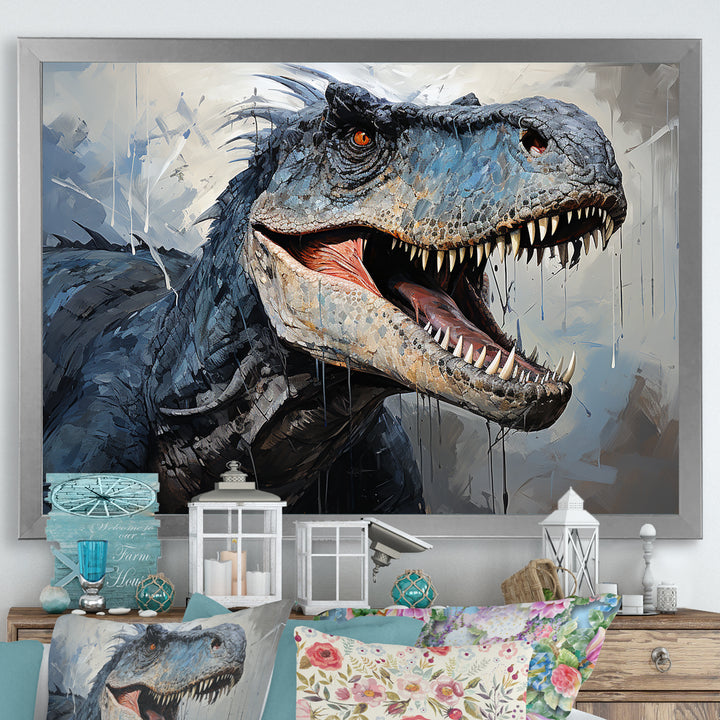 Dinosaur Blue T Rex Supreme - Dinosaur Home Decor Art