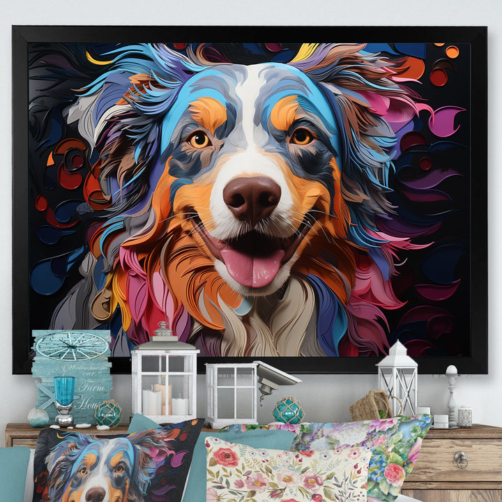 Dog Australian Shepherd Allure - Dog Framed Canvas Art