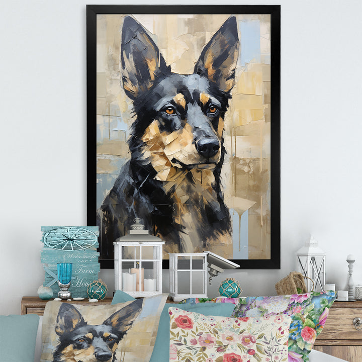 Funny German Shepherd Portrait - Dog Framed Canvas Art