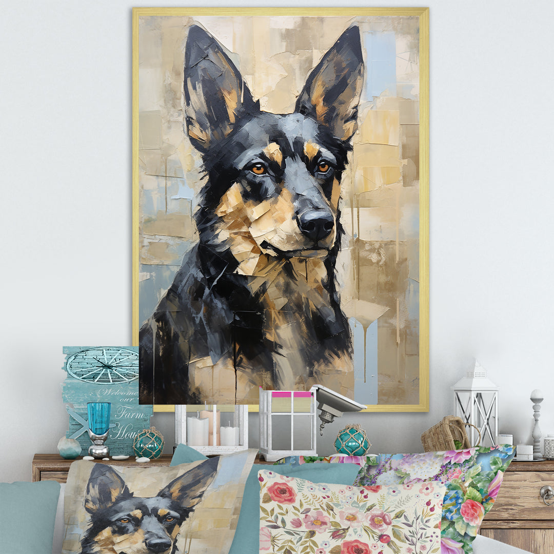 Funny German Shepherd Portrait - Dog Framed Canvas Art