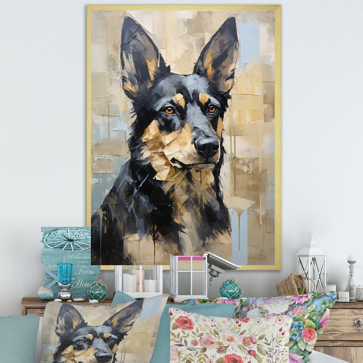 Funny German Shepherd Portrait - Dog Framed Canvas Art