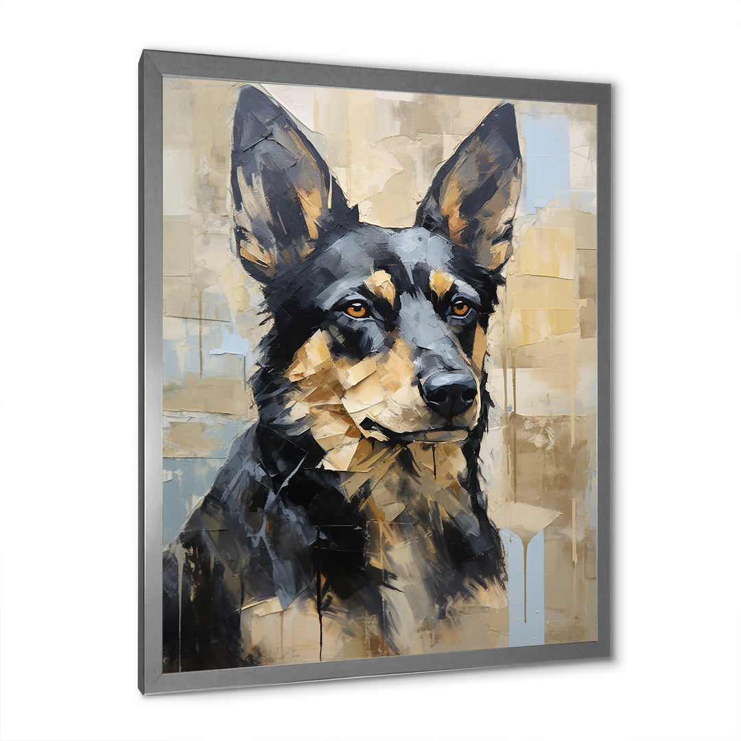 Funny German Shepherd Portrait - Dog Framed Canvas Art