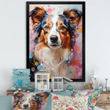 Playful Collie Portrait - White Dog Wall Art