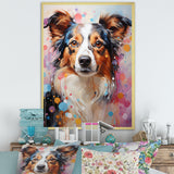 Playful Collie Portrait - White Dog Wall Art