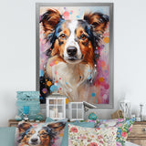 Playful Collie Portrait - White Dog Wall Art