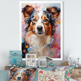 Playful Collie Portrait - White Dog Wall Art