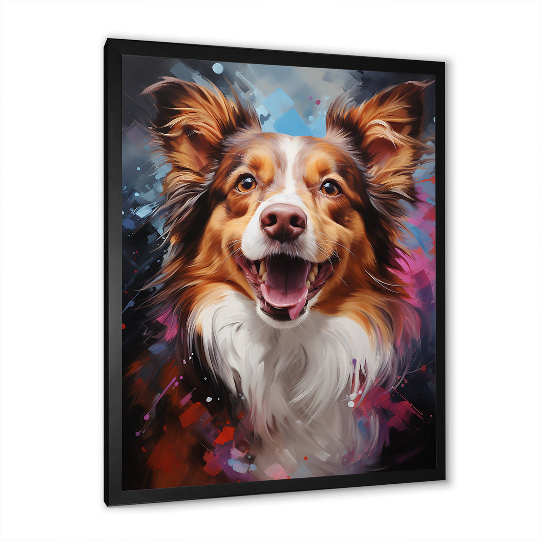 Papillon Prance - Dog Framed Canvas Art