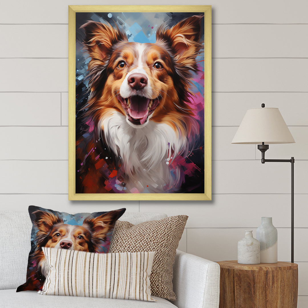 Papillon Prance - Dog Framed Canvas Art