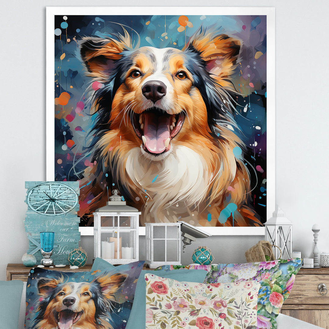 Popart Shetland Sheepdog Portrait - Dog Living Room Wall Art