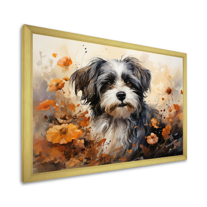 Floral Shih Tzu Serenity - Dog Framed Canvas Art