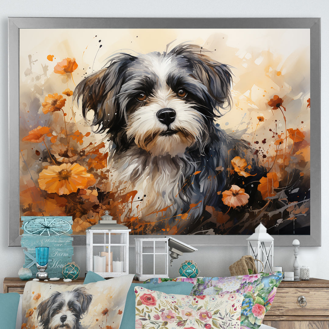 Floral Shih Tzu Serenity - Dog Framed Canvas Art