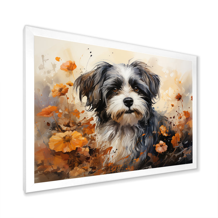 Floral Shih Tzu Serenity - Dog Framed Canvas Art