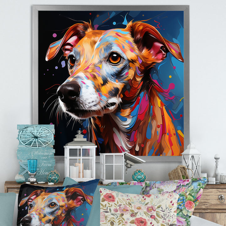 Playful Dog Whippet Popart - Dog Canvas Wall Art