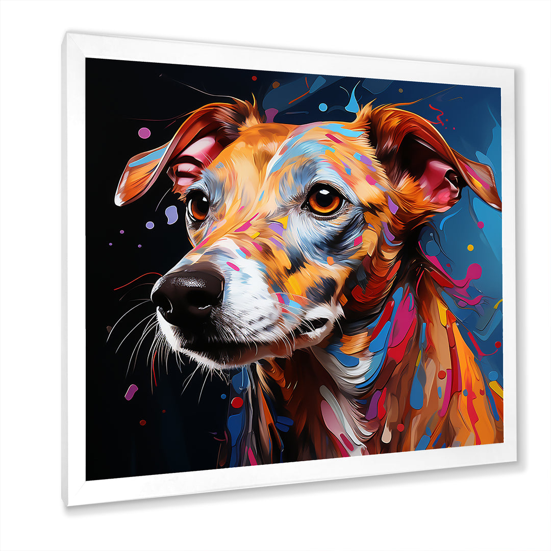 Playful Dog Whippet Popart - Dog Canvas Wall Art