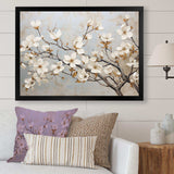 Beige White Dogwood Peacefulness - Floral Canvas Wall Art