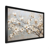 Beige White Dogwood Peacefulness - Floral Canvas Wall Art