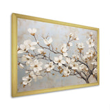 Beige White Dogwood Peacefulness - Floral Canvas Wall Art