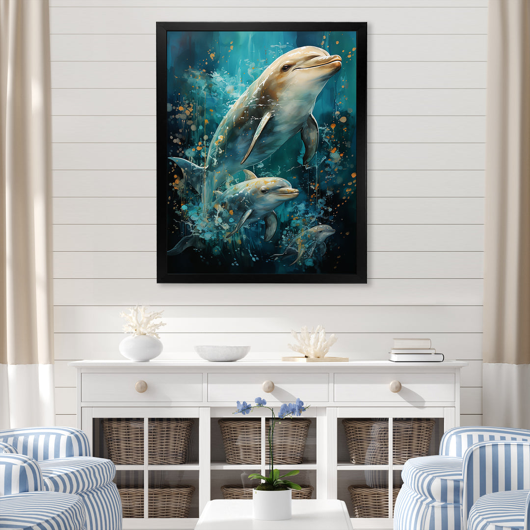 Dolphin Aquatic Harmony - Dolphin Wall Art Prints