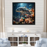 Dolphin Dreamscape - Dolphin Framed Canvas Art