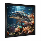 Dolphin Dreamscape - Dolphin Framed Canvas Art