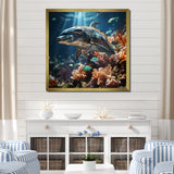 Dolphin Dreamscape - Dolphin Framed Canvas Art