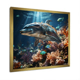 Dolphin Dreamscape - Dolphin Framed Canvas Art