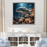 Dolphin Dreamscape - Dolphin Framed Canvas Art
