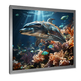 Dolphin Dreamscape - Dolphin Framed Canvas Art