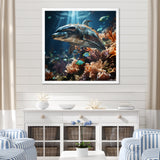 Dolphin Dreamscape - Dolphin Framed Canvas Art