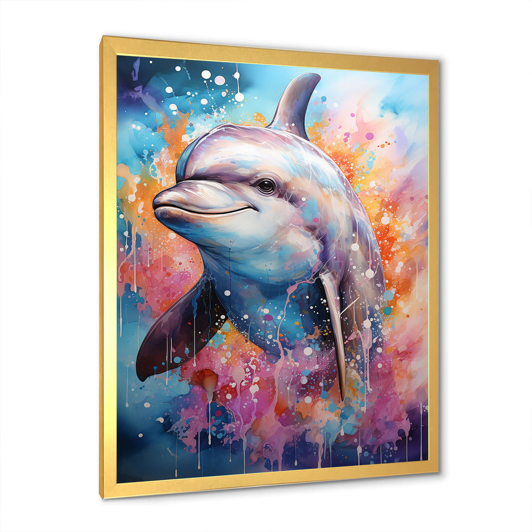 Dolphin Euphoria - Dolphin Large Canvas Wall Art