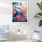 Dolphin Euphoria - Dolphin Large Canvas Wall Art